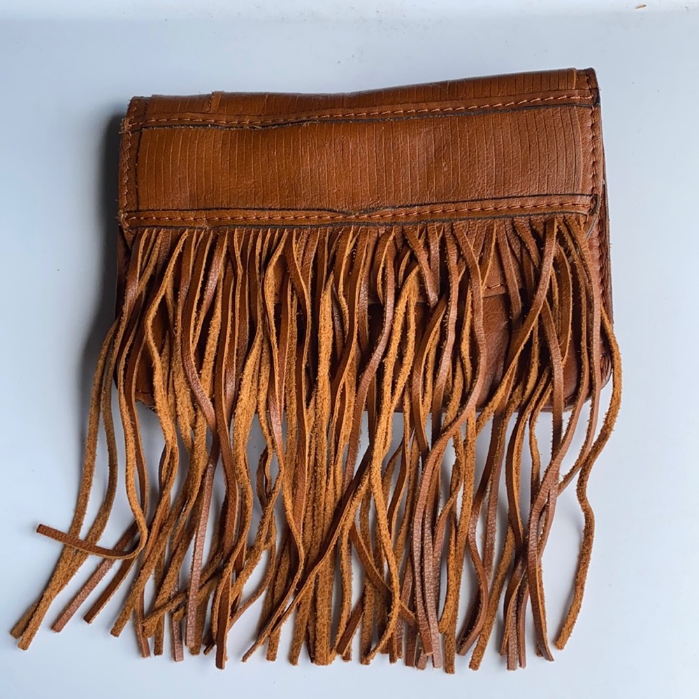 Brown leather shoulder bag or clutch